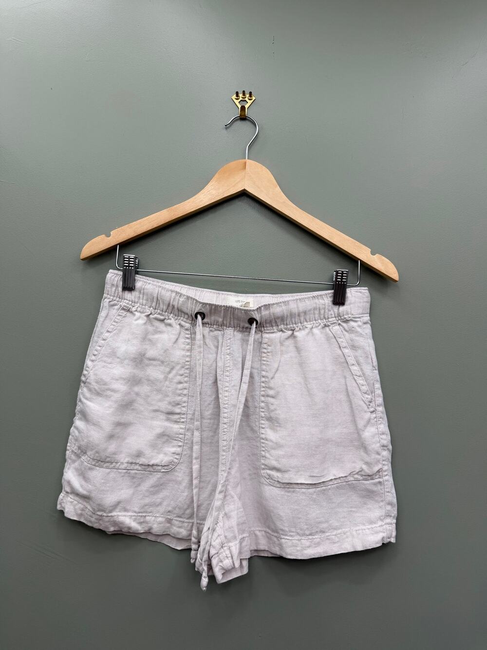 C&C California 100% Linen Drawstring Shorts Cream Medium